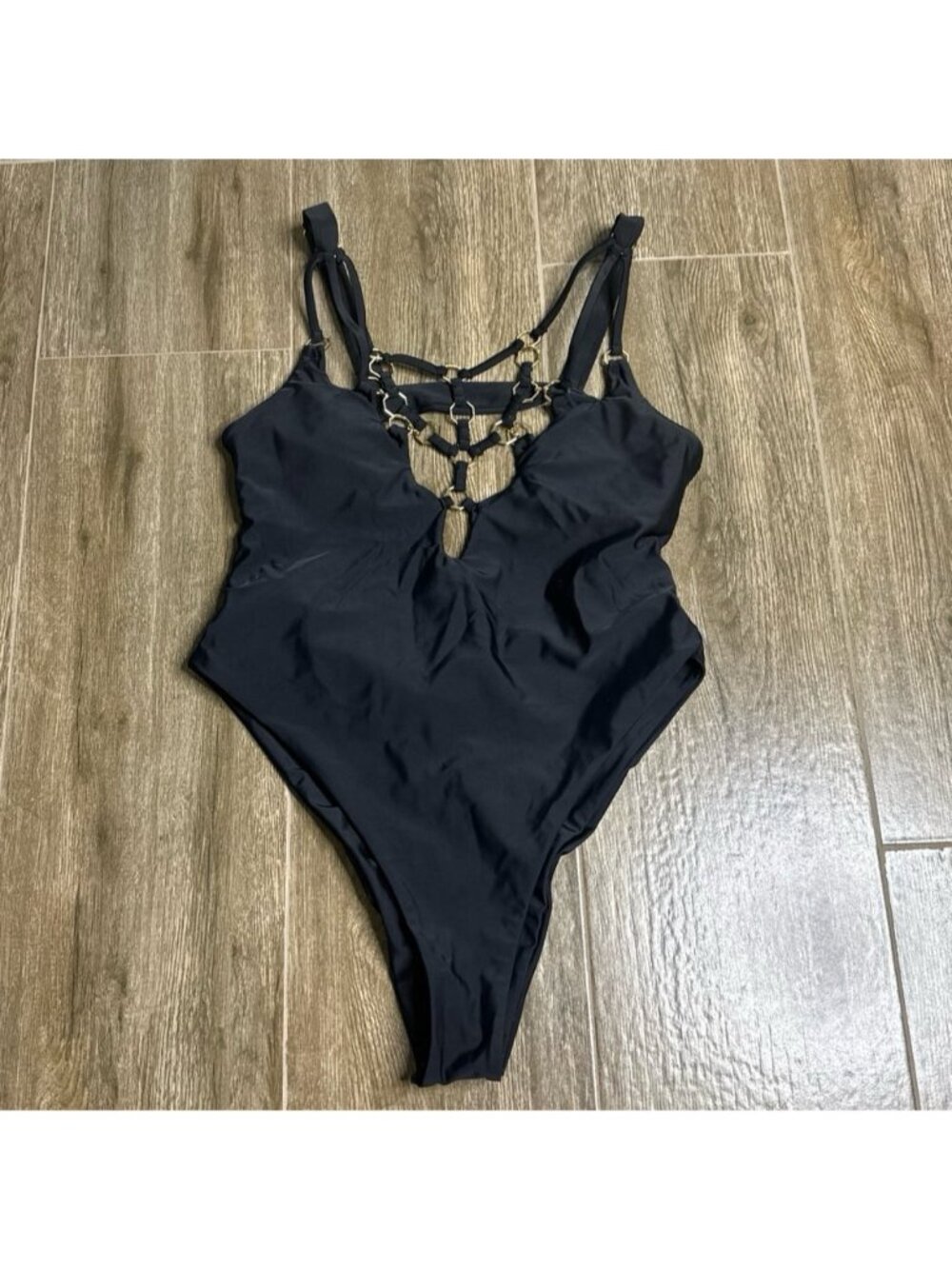 Bahimi Malibu One Piece Swimsuit M Gold Ring Detail Cutout Davine Style